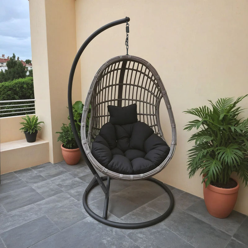 Κούνια φωλιά με βάση Cungo pakoworld μέταλλο ανθρακί pe rattan σε γκρι απόχρωση 125x105x195εκ Κούνια φωλιά με βάση Cungo μέταλλο ανθρακί pe rattan σε γκρι απόχρωση 125x105x195εκ - Image 1