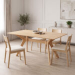 Τραπέζι Raffles rubberwood με mdf σε φυσική απόχρωση 150x90x76εκ