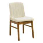 Καρέκλα Dalby εκρού ύφασμα καρυδί rubberwood 50x45x85,5εκ