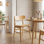 Καρέκλα Lumnia rubberwood σε φυσική απόχρωση 46x50x76εκ