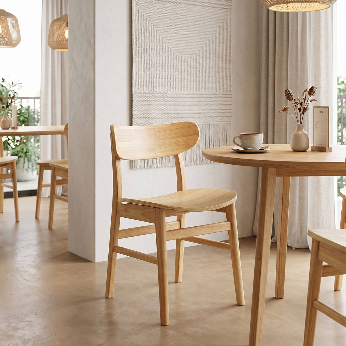 Καρέκλα Lumnia pakoworld rubberwood σε φυσική απόχρωση 46x50x76εκ Καρέκλα Lumnia rubberwood σε φυσική απόχρωση 46x50x76εκ - Image 1