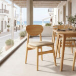 Καρέκλα Cardith rubberwood-plywood σε φυσική απόχρωση-pu μπεζ 48x51x78εκ