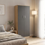 Ντουλάπα δίφυλλη Athos σε sonoma-ανθρακί απόχρωση 80x42x180εκ