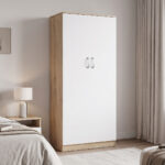 Ντουλάπα δίφυλλη Athos σε sonoma-λευκή απόχρωση 80x42x180εκ