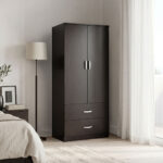 Ντουλάπα δίφυλλη με 2 συρτάρια Alvia wenge 80x51.5x180εκ