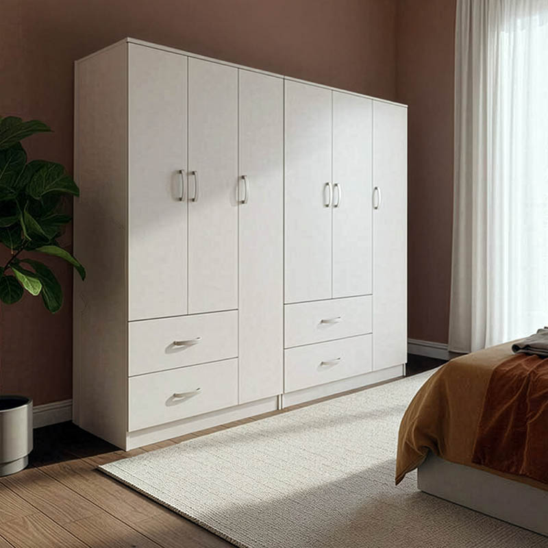 Ντουλάπα εξάφυλλη Athos pakoworld λευκή 180x42x180εκ Ντουλάπα εξάφυλλη Athos λευκή 180x42x180εκ - Image 1