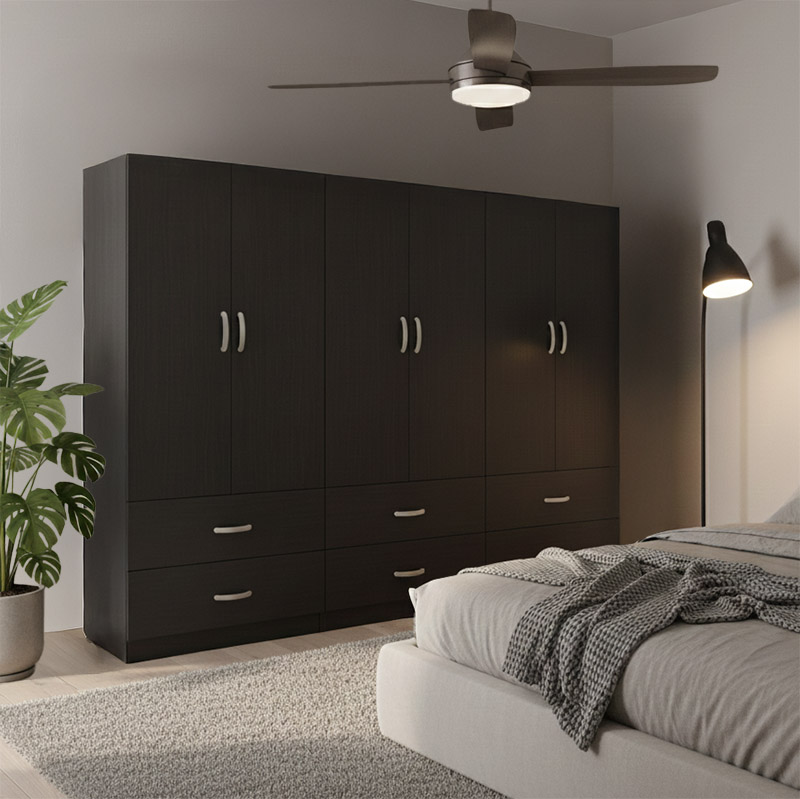 Ντουλάπα εξάφυλλη με συρτάρια Athos pakoworld wenge 240x42x180εκ Ντουλάπα εξάφυλλη με συρτάρια Athos wenge 240x42x180εκ - Image 1