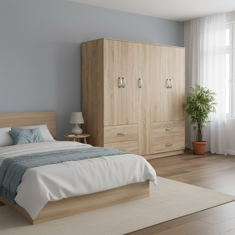 Ντουλάπα πεντάφυλλη Athos pakoworld sonoma 170x42x180εκ Ντουλάπα πεντάφυλλη Athos sonoma 170x42x180εκ - Image 1