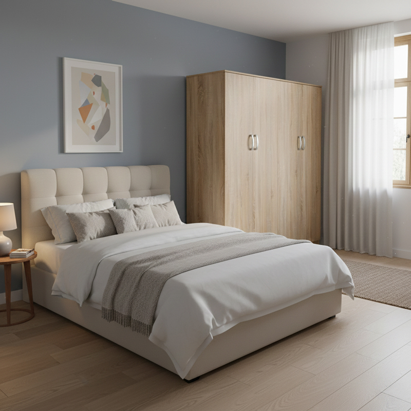 Ντουλάπα τετράφυλλη Athos Ι pakoworld sonoma 160x42x180εκ Ντουλάπα τετράφυλλη Athos Ι sonoma 160x42x180εκ - Image 1