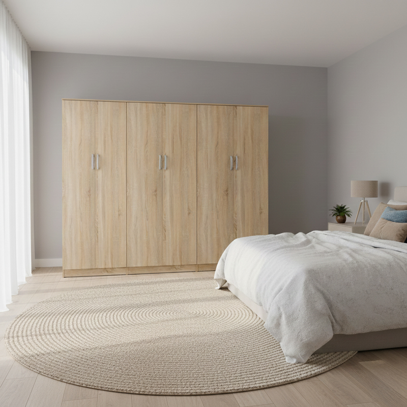 Ντουλάπα εξάφυλλη Athos ΙΙ pakoworld sonoma 240x42x180εκ Ντουλάπα εξάφυλλη Athos ΙΙ sonoma 240x42x180εκ - Image 1