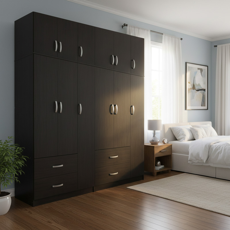 Ντουλάπα εξάφυλλη με πατάρι Athos pakoworld wenge 180x42x240εκ Ντουλάπα εξάφυλλη με πατάρι Athos wenge 180x42x240εκ - Image 1