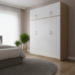 Ντουλάπα τετράφυλλη με πατάρι Athos Ι sonoma-λευκή 160x42x240εκ