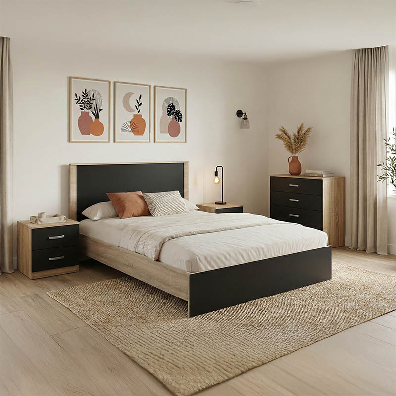 Σετ Κρεβατοκάμαρας Athos Sonoma Ανθρακί με Κρεβάτι 140x200εκ Σετ 4τεμ Σετ Κρεβατοκάμαρας Athos Sonoma Ανθρακί με Κρεβάτι 140x200εκ Σετ 4τεμ - Image 1