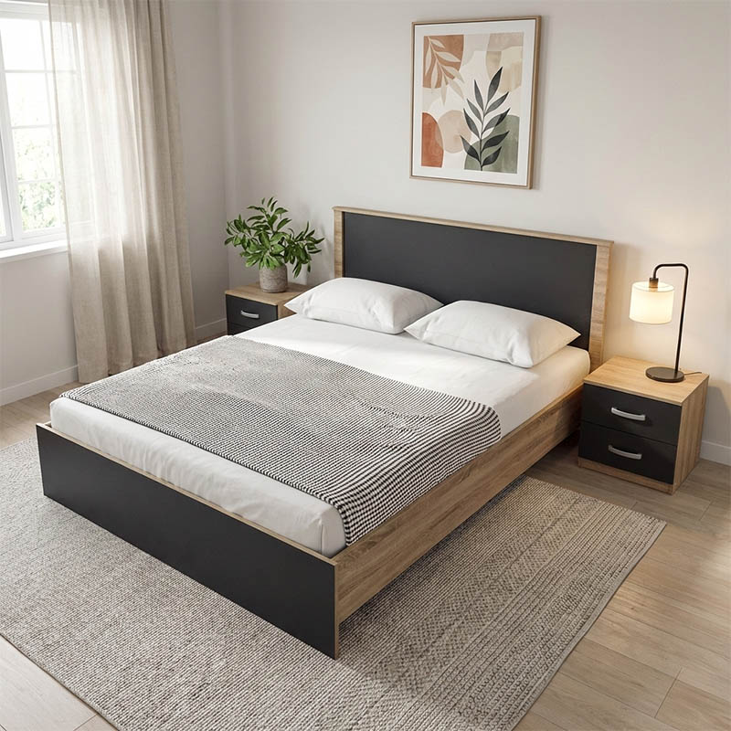 Σετ Κρεβατοκάμαρας Athos Sonoma Ανθρακί με Κρεβάτι 160x200εκ Σετ 3τεμ Σετ Κρεβατοκάμαρας Athos Sonoma Ανθρακί με Κρεβάτι 160x200εκ Σετ 3τεμ - Image 1