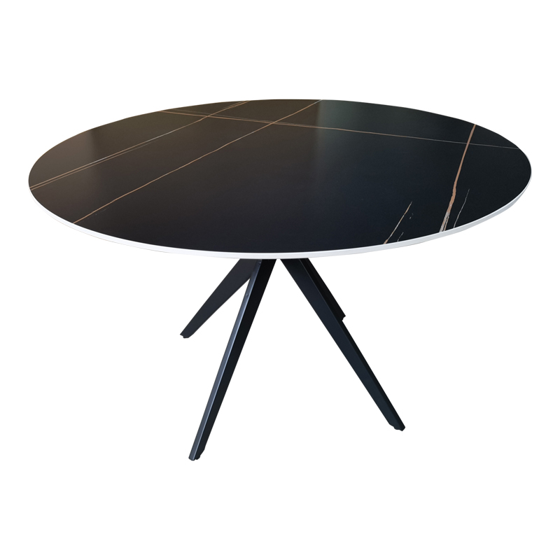 Τραπέζι Orbital pakoworld sintered stone μαύρη όψη μαρμάρου με μαύρα μεταλλικά πόδια Φ120x76εκ Τραπέζι Orbital sintered stone μαύρη όψη μαρμάρου με μαύρα μεταλλικά πόδια Φ120x76εκ - Image 1