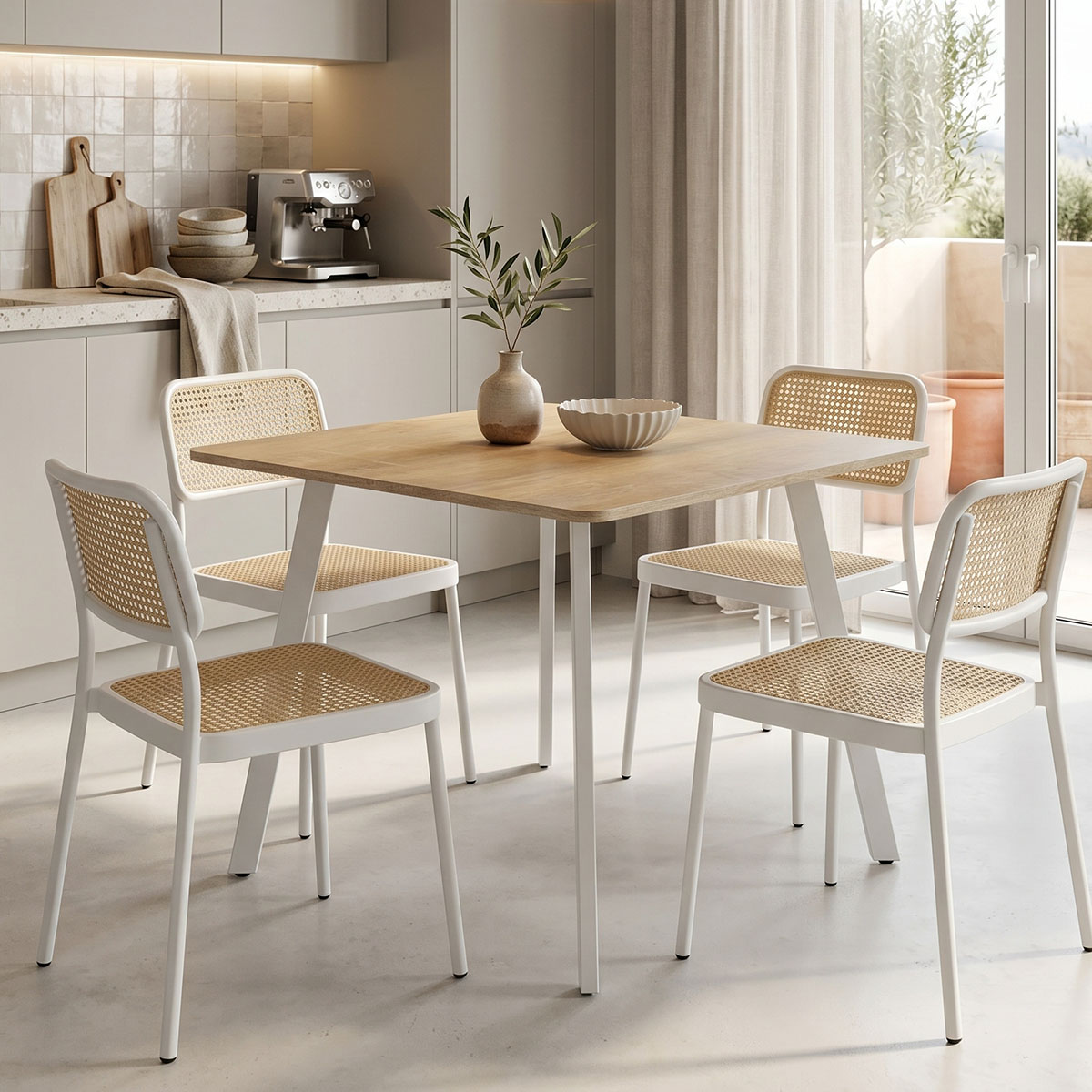 Τραπέζι Squaro pakoworld sonoma mdf με λευκά μεταλλικά πόδια 80x80x75εκ Τραπέζι Squaro sonoma mdf με λευκά μεταλλικά πόδια 80x80x75εκ - Image 1