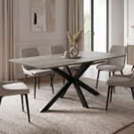Τραπέζι Bethan sonoma με γκρι mdf και μαύρο μέταλλο 160x80x75εκ
