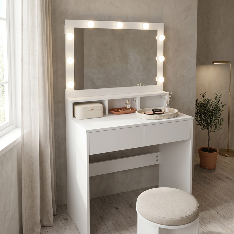 Τουαλέτα κρεβατοκάμαρας Vanity pakoworld με led λευκό 80x40x140εκ Τουαλέτα κρεβατοκάμαρας Vanity με led λευκό 80x40x140εκ - Image 1