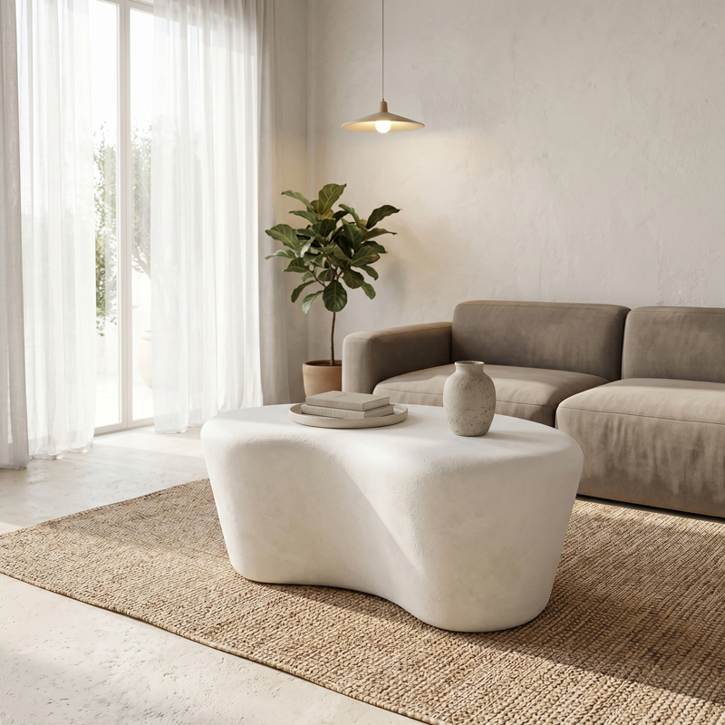 Τραπέζι σαλονιού Fedris pakoworld mdf λευκό 80x70x34εκ Τραπέζι σαλονιού Fedris mdf λευκό 80x70x34εκ - Image 1
