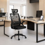 Καρέκλα γραφείου Plymot mesh χρώμα μαύρο 48x58x112-122εκ