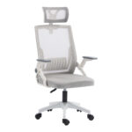 Καρέκλα γραφείου Plymot λευκή - mesh γκρι 48x58x112-122εκ