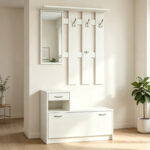 Έπιπλο εισόδου Jentia με καθρέπτη λευκό MDF 100x24x186εκ