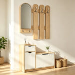 Έπιπλο εισόδου Kenty με καθρέπτη sonoma με λευκό MDF 100x28x110εκ