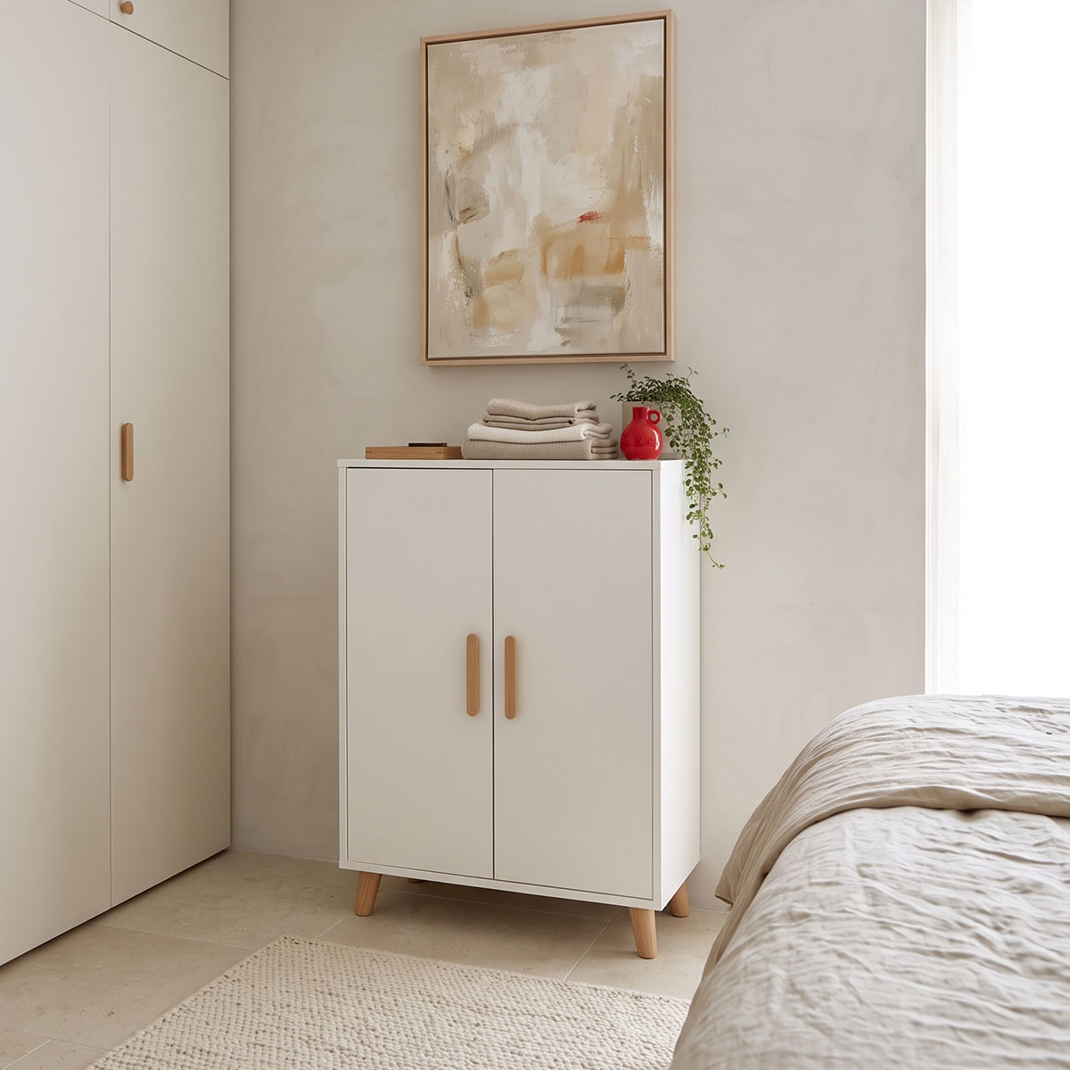 Ντουλάπι Tamera pakoworld λευκό με φυσική απόχρωση MDF 60x30x120εκ Ντουλάπι Tamera λευκό με φυσική απόχρωση MDF 60x30x120εκ - Image 1