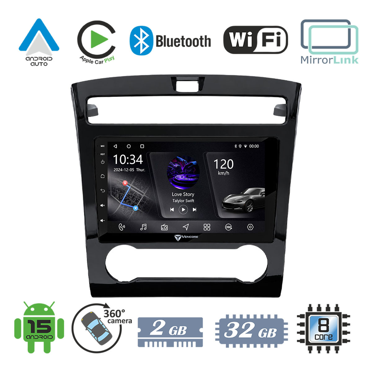 661399884e2a38ba_20261006133859 VenCore 3236-10006-0466B - Οθόνη Multimedia Android 15 10.1" PX5S Octa-Core 2GB/32GB IPS με Πρόσοψη, CarPlay, Android Auto και Υποστήριξη Κάμερας 360° για Hyundai Tucson NX4 IX35 2021-2022 – Μαύρη - Image 1